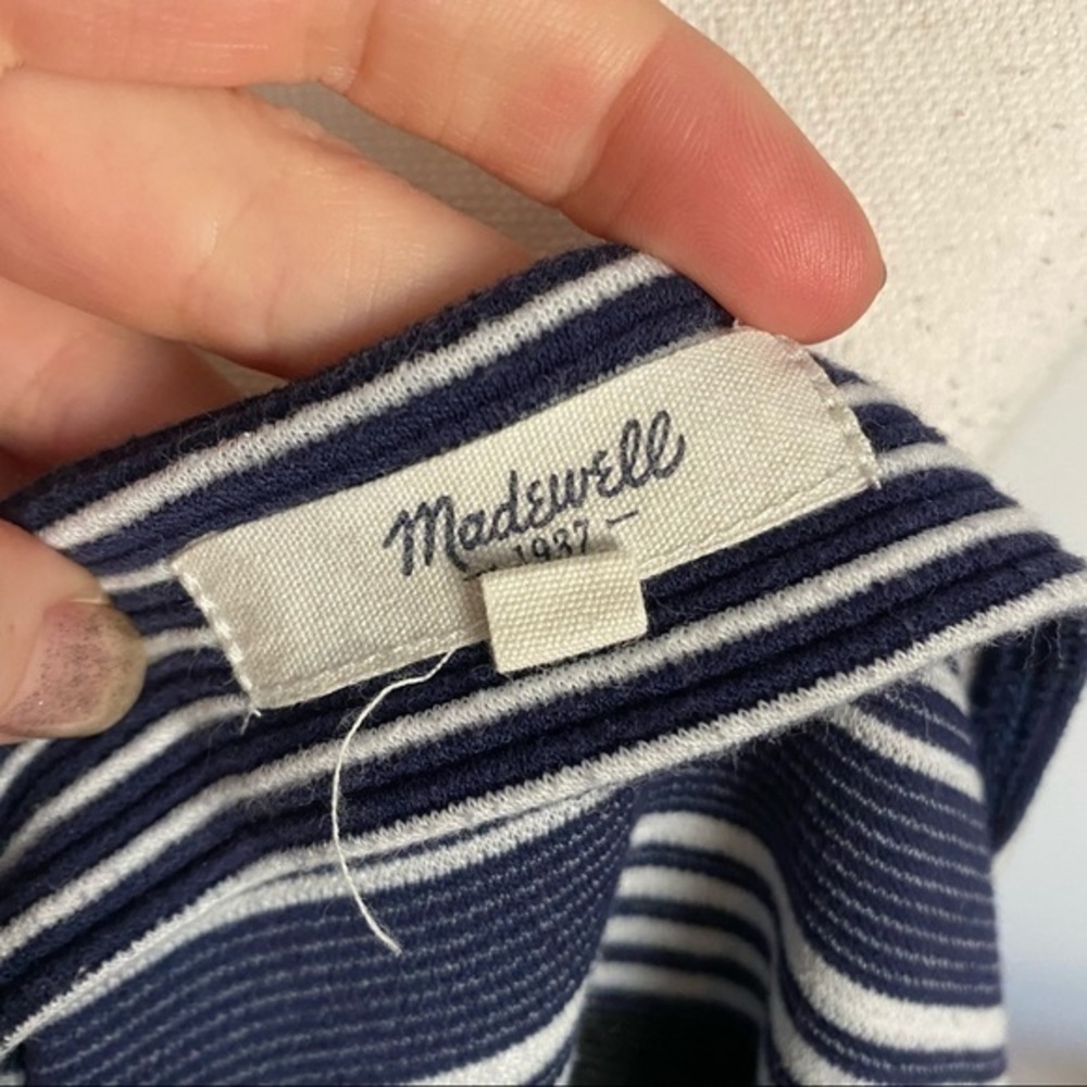 Madewell • Navy Black White Gallerist Ponte Stripemix Striped Sweater - Picture 8 of 9
